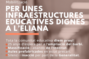 La comunidad educativa de l’Eliana se concentrará este jueves para reclamar infraestructuras educativas dignas al municipio