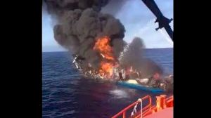 Arde un barco pesquero con su tripulación en el interior en El Campello