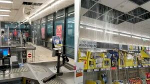 El sostre d'un supermercat de Borriana es converteix en una cataracta