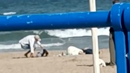 Així actuen els lladres a plena llum del dia en la platja del Postiguet d'Alacant
