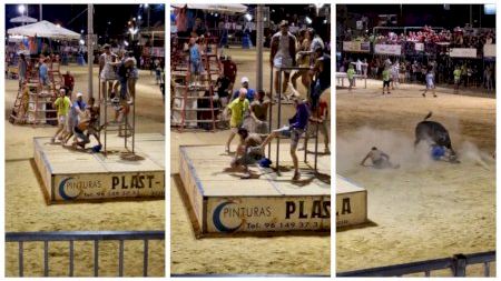 Una macrobaralla durant els bous del Port de Sagunt acaba amb una greu enganxada a un home que va intentar mediar