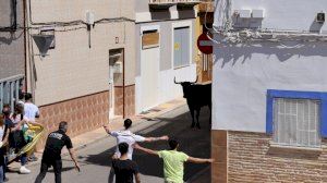 Susto en los ‘bous al carrer’ de Cullera Susto en los ‘bous al carrer’ de Cullera