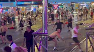 Baralla a Benidorm després de la final entre Espanya i Anglaterra Baralla a Benidorm després de la final entre Espanya i Anglaterra