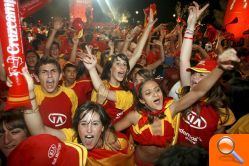 La final del Mundial en pantalla gigante en la Plaça dels Musics