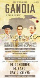 “El Cordobés”, “El Fandi” y David Esteve encabezan el cartel de la próxima Feria Taurina de Gandia    