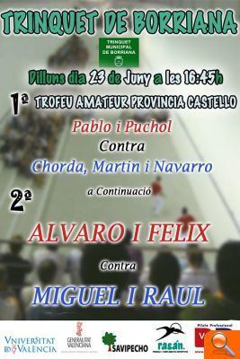 Álvaro y Félix se enfrentan a Miguel y Raúl este lunes en el Trinquet de Burriana - (foto 2) Álvaro y Félix se enfrentan a Miguel y Raúl este lunes en el Trinquet de Burriana - (foto 2)
