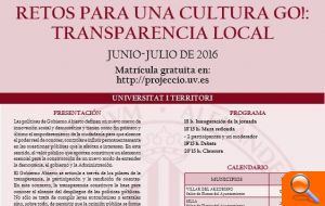 El martes 5 de julio tendrá lugar la jornada “Retos para una cultura GO!: Transparencia local”