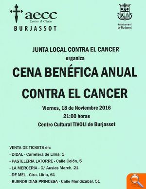 La cena anual contra el cáncer de Burjassot se celebrará en el Tívoli el 18 de noviembre - (foto 2) La cena anual contra el cáncer de Burjassot se celebrará en el Tívoli el 18 de noviembre - (foto 2)