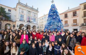 Gandia planta un monumental arbre reciclat amb 7.000 ampolles a la plaça Major