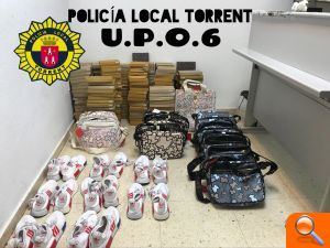 La Policía Local de Torrent Interviene material falsificado de distintas marcas destinadas para su venta ilegal