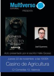 El aldayense Joel Guerrero presenta su libro 'Génesis de lo oculto' el jueves 22 en Valencia